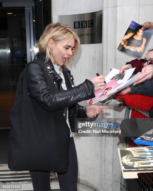 Billie Piper seen leaving BBC Radio 2 on February 23, 2018 in London, England.