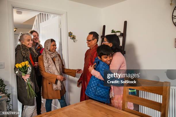 greeting family - daily life in bangladesh imagens e fotografias de stock