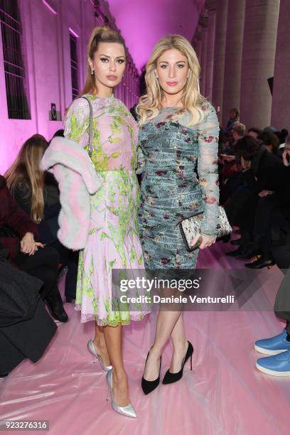 Hofit Golan and Victoria Bonya attend the Blumarine show during Milan Fashion Week Fall/Winter 2018/19 on February 23, 2018 in Milan, Italy.