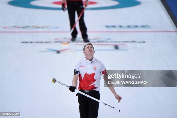 Canada's Marc Kennedy reacts during the curling men's bronze medal game during the Pyeongchang 2018 Winter Olympic Games at the Gangneung Curling...