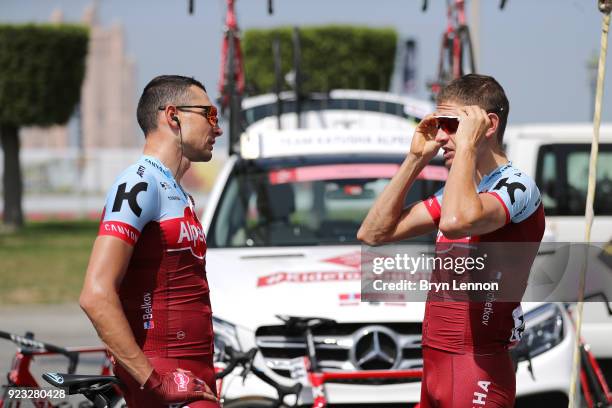 4th Abu Dhabi Tour 2018 / Stage 3 Start / Maxim Belkov of Rusia / Pavel Kochetkov of Rusia / Abu Dhabi - Abu Dhabi / Nation Towers Stage / Ride to...