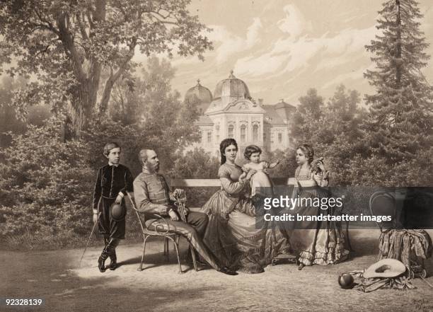 The Royal family in Goedoelloe: Emperor Franz Joseph I and Empress Elisabeth from Austria together with their children archduke Rudolf, Marie Valerie...