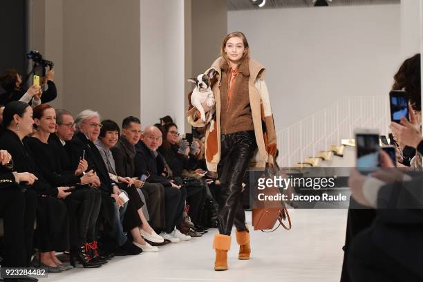 Model Gigi Hadid walks the runway at the Tod's show during Milan Fashion Week Fall/Winter 2018/19 on February 23, 2018 in Milan, Italy.