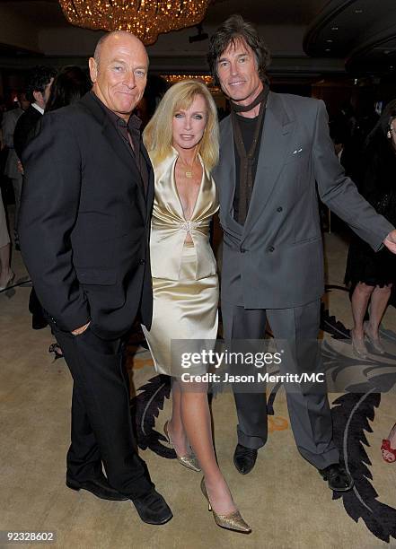 Actors Corbin Bernsen, Donna Mills and Ronn Moss attend the Monte Carlo Television Festival cocktail party held at the Beverly Hills Hotel on October...