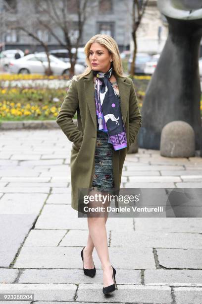 Hofit Golan arrives at the Blumarine show during Milan Fashion Week Fall/Winter 2018/19 on February 23, 2018 in Milan, Italy.