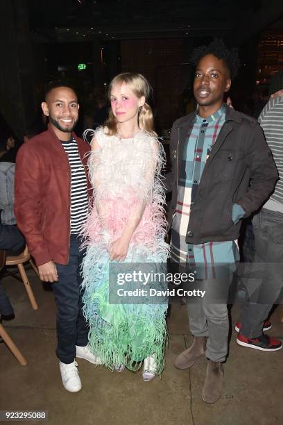 Joel Brumant, Petite Meller and K. Harris attend the Vhils "Annihilation" Opening Reception on February 22, 2018 in Los Angeles, California.