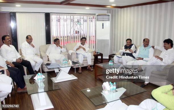 Leader of Opposition Radhakrishna Vikkhe-Patil, State president of NCP Sunil Tatkare, Congress leaders Ashok Chavan, Prithviraj Chauhan and other...