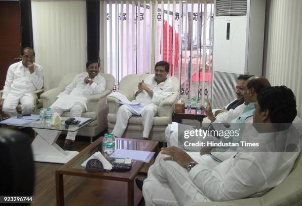 Leader of Opposition Radhakrishna Vikkhe-Patil, State president of NCP Sunil Tatkare, Congress leaders Ashok Chavan, Prithviraj Chauhan and other...