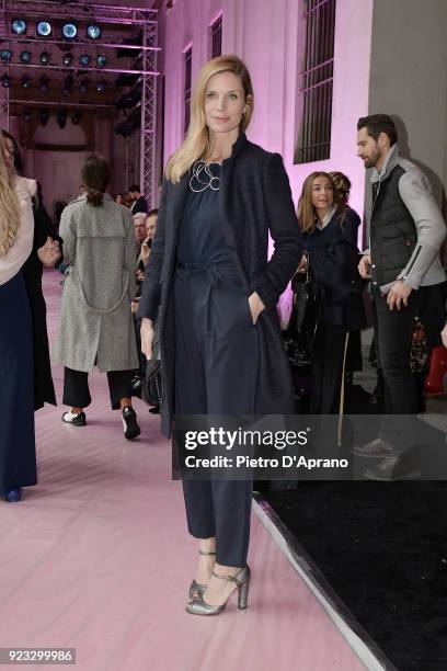 Filippa Lagerback attends the Blumarine show during Milan Fashion Week Fall/Winter 2018/19 on February 23, 2018 in Milan, Italy.