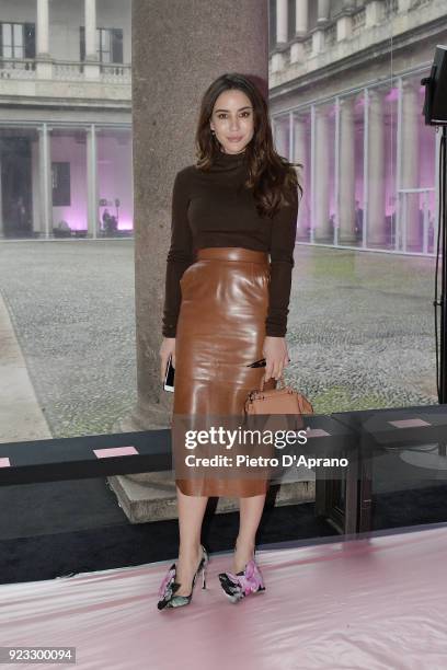 Tamara Kalinic attends the Blumarine show during Milan Fashion Week Fall/Winter 2018/19 on February 23, 2018 in Milan, Italy.