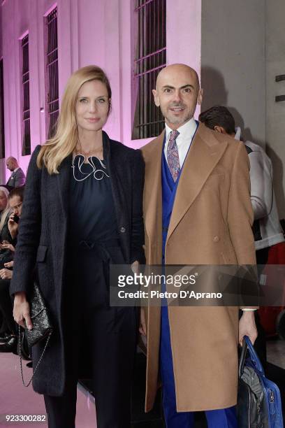 Filippa Lagerback and Enzo Miccio attend the Blumarine show during Milan Fashion Week Fall/Winter 2018/19 on February 23, 2018 in Milan, Italy.