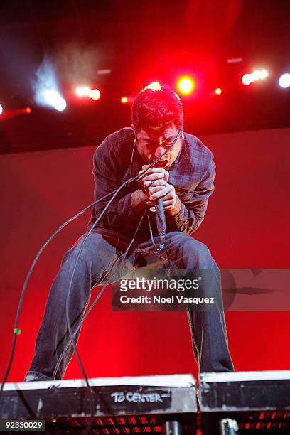 Chino Moreno of the Deftones performs at the Cypress Hill's Smokeout at the San Manuel Amphitheater on October 24, 2009 in San Bernardino, California.