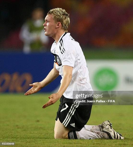 Christopher Buchtmann of Germany gestures during the FIFA U17 World Cup Group A match between Nigeria and Germany at the Abuja National Stadium on...