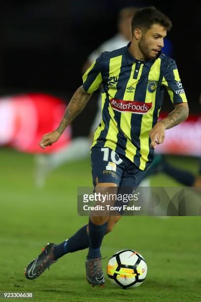 Daniel De Silva of the Mariners controls the ball during the round 21 A-League match between the Central Coast Mariners and the Wellington Phoenix at...