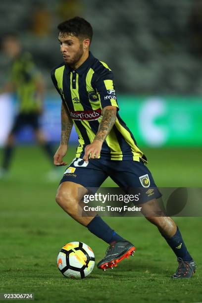 Daniel De Silva of the Mariners controls the ball during the round 21 A-League match between the Central Coast Mariners and the Wellington Phoenix at...