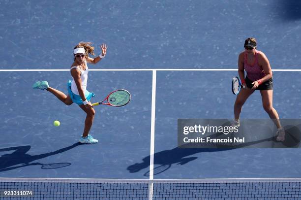 Alicja Rosolska of Poland and Abigail Spears of USA in action against Hao-Ching Chan of Taiwan and Zhaoxuan Yang of China during the women's doubles...