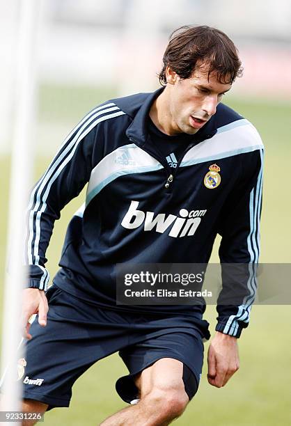 Ruud Van Nistelrooy of Real Madrid in action during a training session, ahead of Tuesday's Copa del Rey match against Alcorcon, at Valdebebas on...