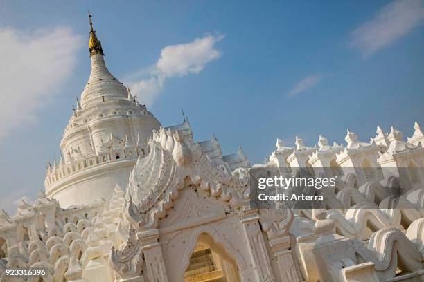 Hsinbyume pagoda - Myatheindan pagoda, the white temple in Mingun near Mandalay in Sagaing Region in central Myanmar - Burma.