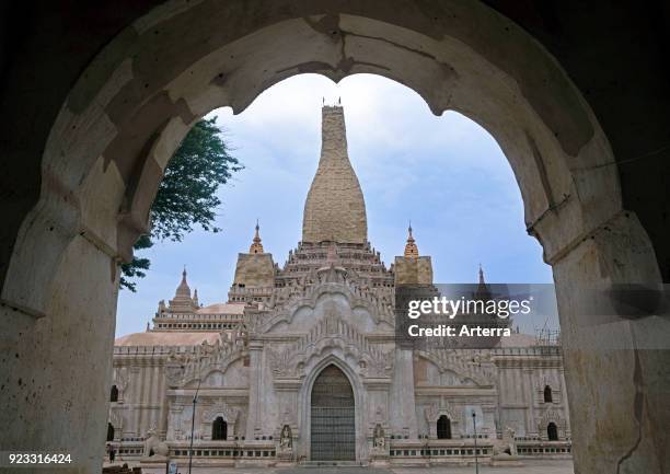 Ananda Temple in Bagan - Pagan, stupa damaged by 1975 earthquake, Mandalay Region, Myanmar - Burma.