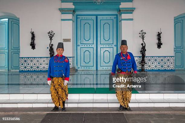 Royal Guards at the main gate of the Kraton of Surakarta - Keraton Surakarta, palace of Susuhunan Pakubuwono in the city Solo, Java, Indonesia.