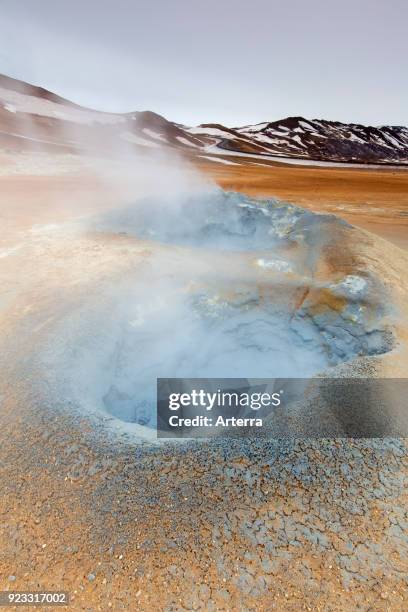 Boiling mudpool - mudpot at Hverir, geothermal area near Namafjall, Norourland eystra - Nordurland eystra, Iceland.