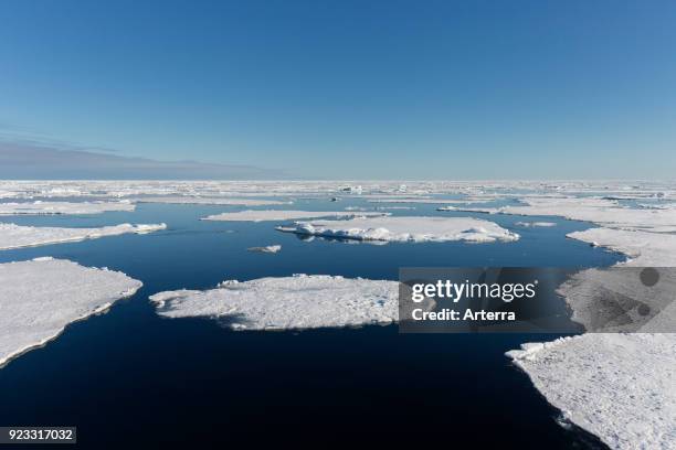 Drift ice - ice floes in the Arctic Ocean, Nordaustlandet - North East Land, Svalbard - Spitsbergen, Norway.