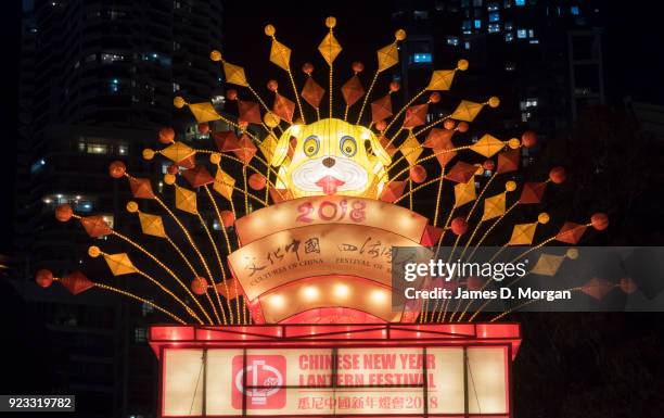 Year of the Dog lanterns during the opening of the Chinese New Year Lantern Festival at Tumbalong Park on February 23, 2018 in Sydney, Australia....