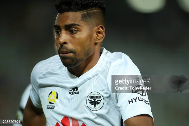 Roy Krishna of the Phoenix during the round 21 A-League match between the Central Coast Mariners and the Wellington Phoenix at Central Coast Stadium...