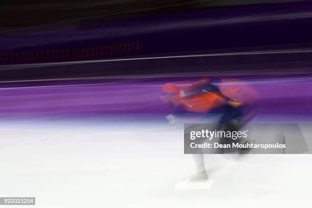 Kjeld Nuis of the Netherlands competes in the final race during the Speed Skating Men's 1,000m on day 14 of the PyeongChang 2018 Winter Olympic Games...