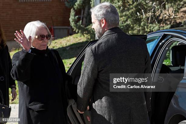 Pilar Garrido Cendoya and Tono Fraguas attend the Antonio Fraguas 'Forges' Funeral at La Almudena Cemetery on February 23, 2018 in Madrid, Spain.