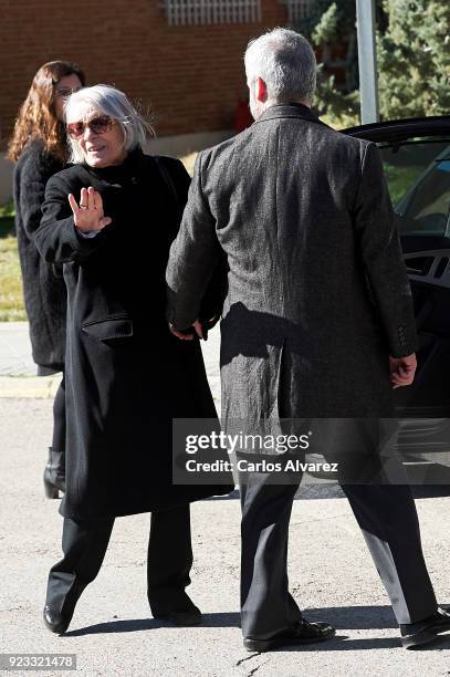 Pilar Garrido Cendoya and Tono Fraguas attend the Antonio Fraguas 'Forges' Funeral at La Almudena Cemetery on February 23, 2018 in Madrid, Spain.