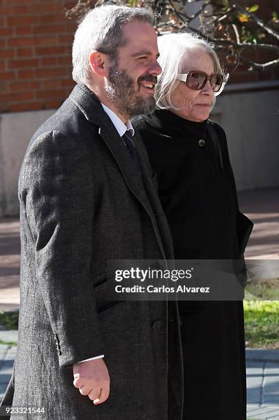 Pilar Garrido Cendoya and Tono Fraguas attend the Antonio Fraguas 'Forges' Funeral at La Almudena Cemetery on February 23, 2018 in Madrid, Spain.