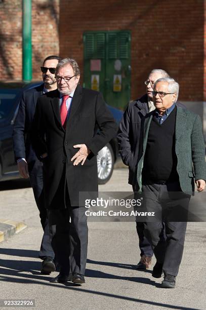 Juan Luis Cebrian and Juan Criz attend the Antonio Fraguas 'Forges' Funeral at La Almudena Cemetery on February 23, 2018 in Madrid, Spain.