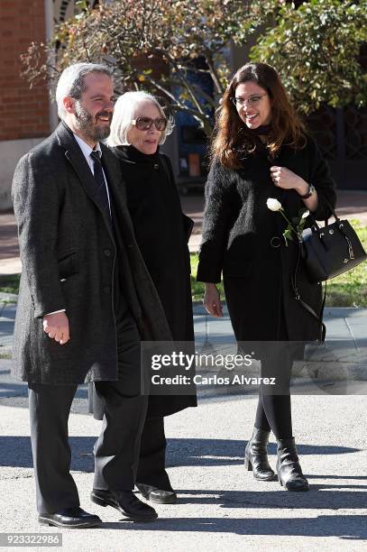 Pilar Garrido Cendoya and Tono Fraguas attend the Antonio Fraguas 'Forges' Funeral at La Almudena Cemetery on February 23, 2018 in Madrid, Spain.