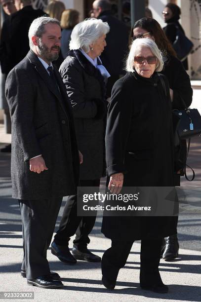 Pilar Garrido Cendoya and Tono Fraguas attend the Antonio Fraguas 'Forges' Funeral at La Almudena Cemetery on February 23, 2018 in Madrid, Spain.