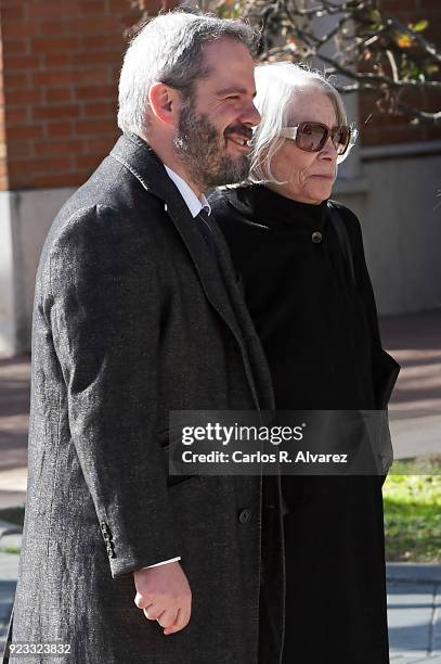 Pilar Garrido Cendoya and Tono Fraguas attend the Antonio Fraguas 'Forges' Funeral at La Almudena Cemetery on February 23, 2018 in Madrid, Spain.