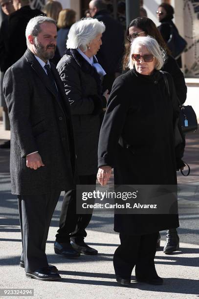 Pilar Garrido Cendoya and Tono Fraguas attend the Antonio Fraguas 'Forges' Funeral at La Almudena Cemetery on February 23, 2018 in Madrid, Spain.