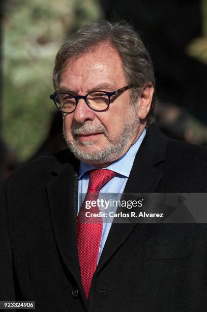 Juan Luis Cebrian attends the Antonio Fraguas 'Forges' Funeral at La Almudena Cemetery on February 23, 2018 in Madrid, Spain.