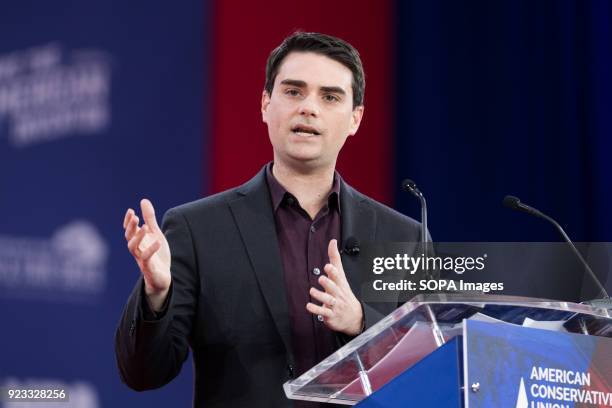 Ben Shapiro, host of his online political podcast The Ben Shapiro Show, at the Conservative Political Action Conference sponsored by the American...