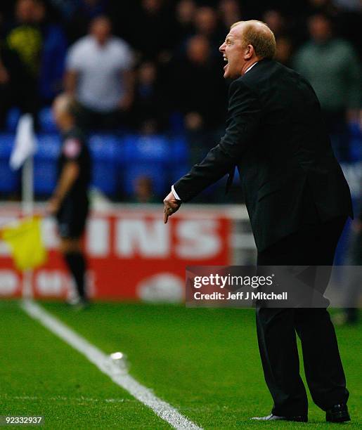 Gary Megson of Bolton Wanderers shouts during the Barclays Premier League match between Bolton Wanderers and Everton at Reebok Stadium on October 25,...