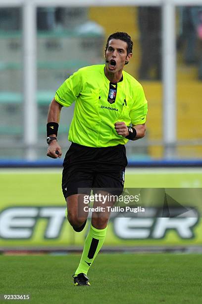 The referee Andrea De Marco runs during the Serie A match between US Citta di Palermo and Udinese Calcio at Stadio Renzo Barbera on October 25, 2009...