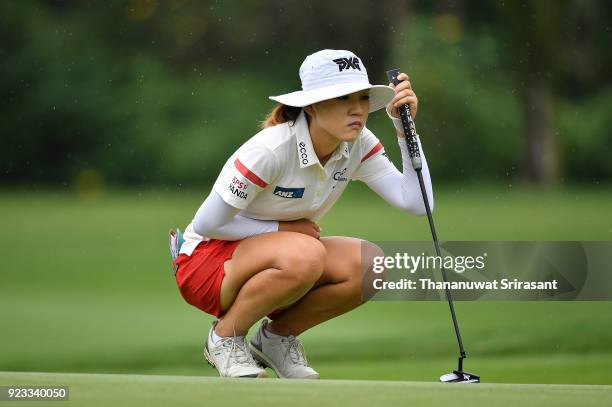 Lydia Ko of New Zealand looks on during the Honda LPGA Thailand at Siam Country Club on February 23, 2018 in Chonburi, Thailand.