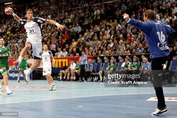 Momir Ilic of Kiel in action during the Toyota Handball Bundesliga match between THW Kiel and Frisch Auf Goeppingen at the Sparkassen Arena on...