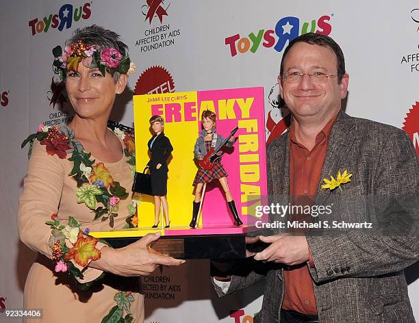 Actress Jamie Lee Curtis and Toys R Us CEO, Gerald Storch attend the CAAF Dream Halloween Fundraiser at the Barker Hanger on October 24, 2009 in...