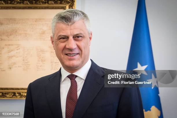 Hashim Thaci, President of Kosovo, is pictured on February 15, 2018 in Pristina, Kosovo.