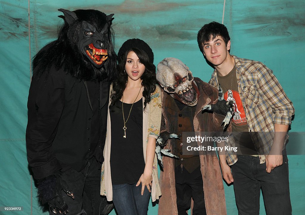 Actress Selena Gomez and actor David Henrie attend Knotts Scary Farm