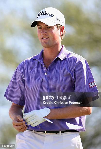 Webb Simpson walks from the third hole tee box during the fourth round of the Frys.com Open at Grayhawk Golf Club on October 25, 2009 in Scottsdale,...