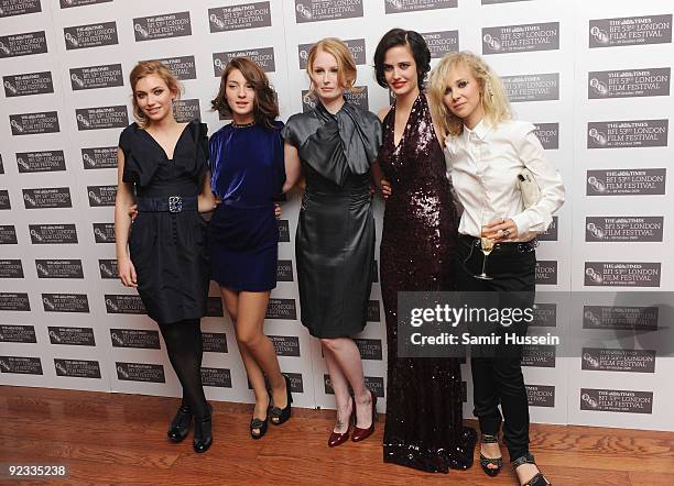 Imogen Poots, Maria Valverde, Director Jordan Scott, Eva Green and Juno Temple arrive for the premiere of 'Cracks' during the Times BFI 53rd London...