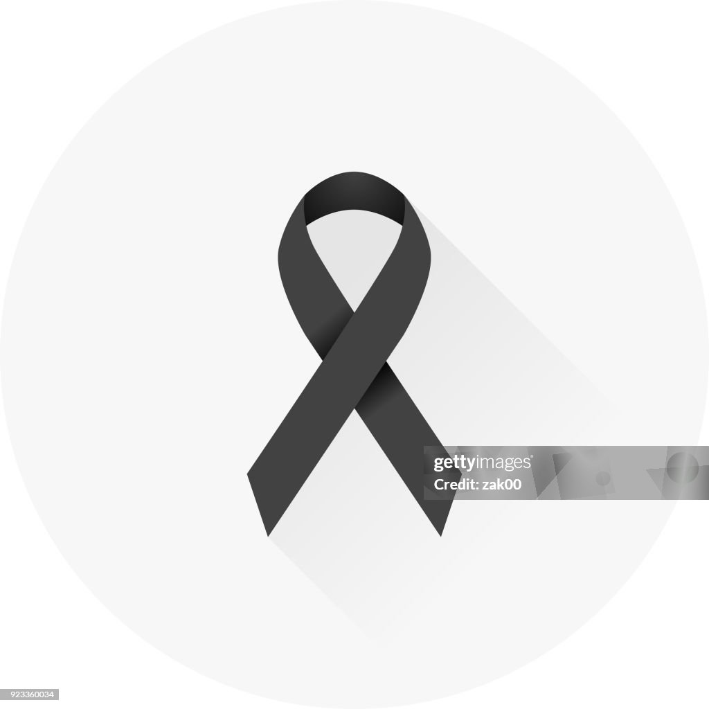 Flat Design Black Awareness Ribbon Icon