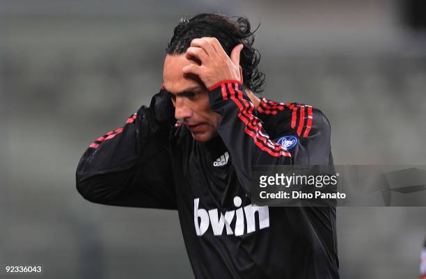 Alessandro Nesta of AC Milan celebrates after scoring their second goal during the Serie A match between AC Chievo Verona and AC Milan at Stadio...